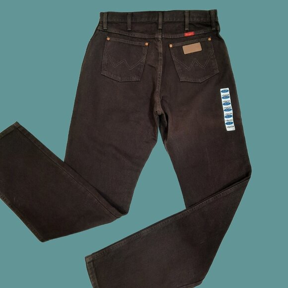 New Vintage 90s Wrangler Brown Jeans 33 x 35 High Waist Tapered Leg - Picture 1 of 8